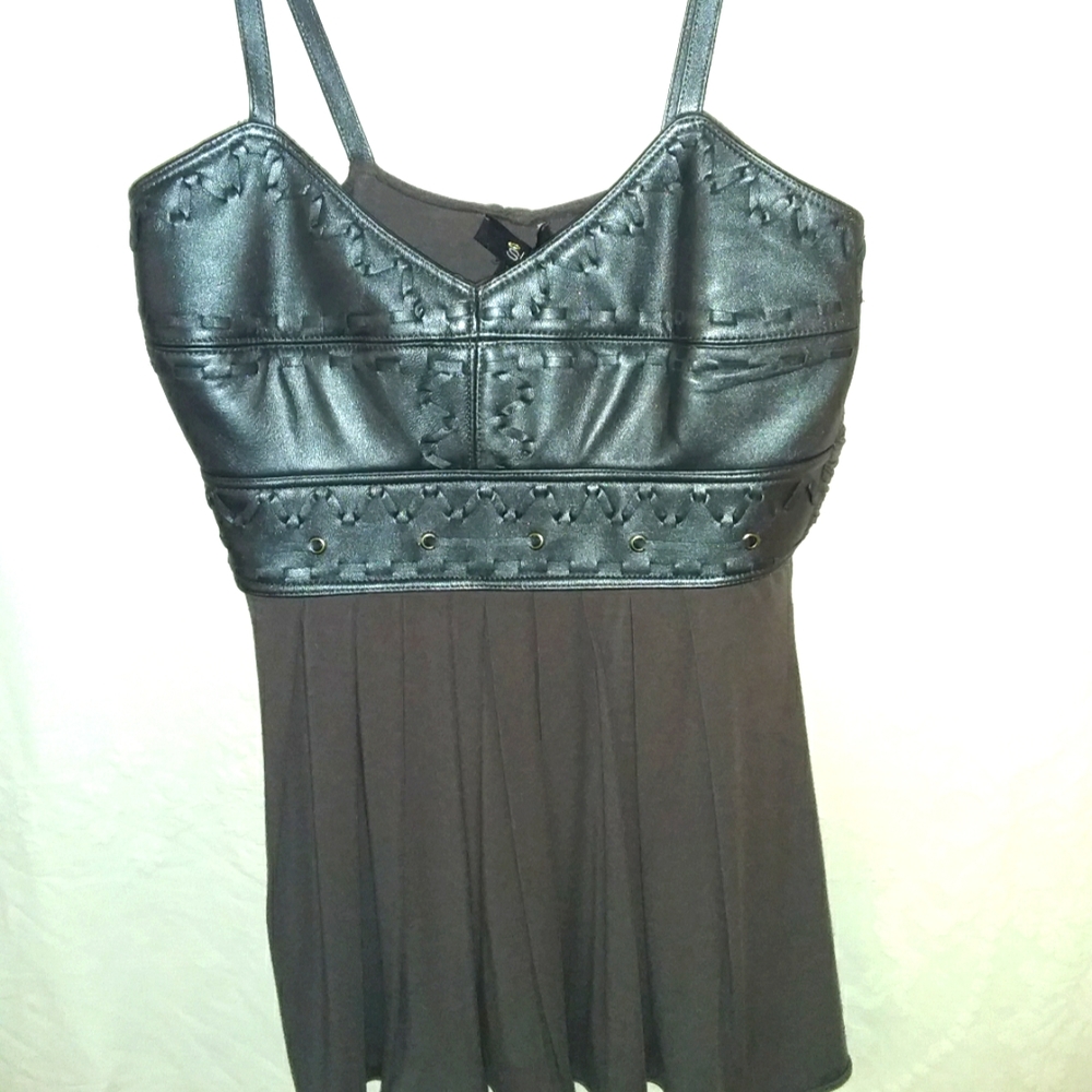 Sky leather babydoll tank top sz L